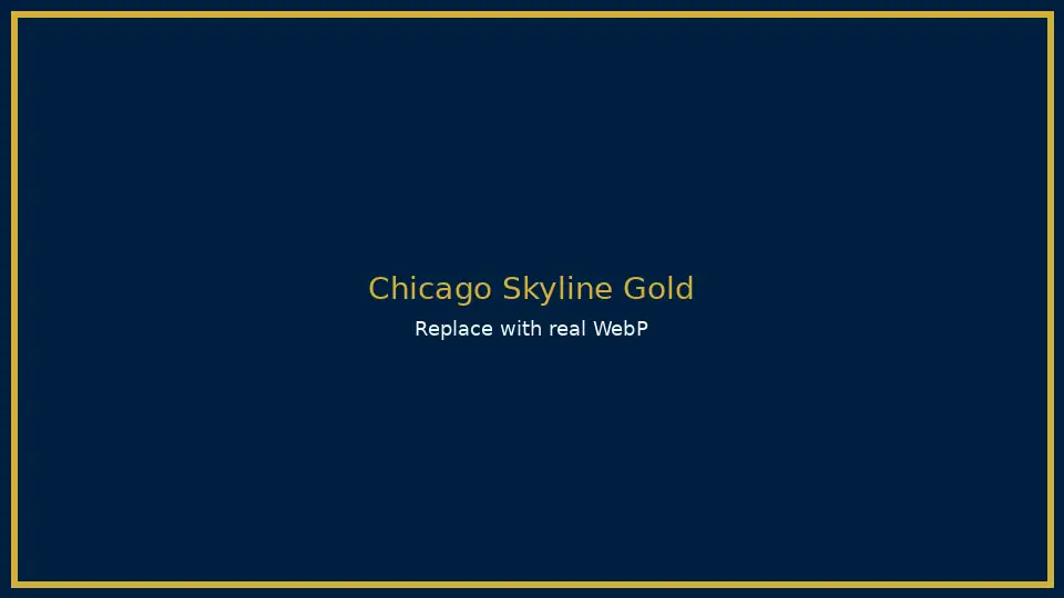 Chicago skyline at sunset with gold accents representing a trusted gold buyer in Chicago